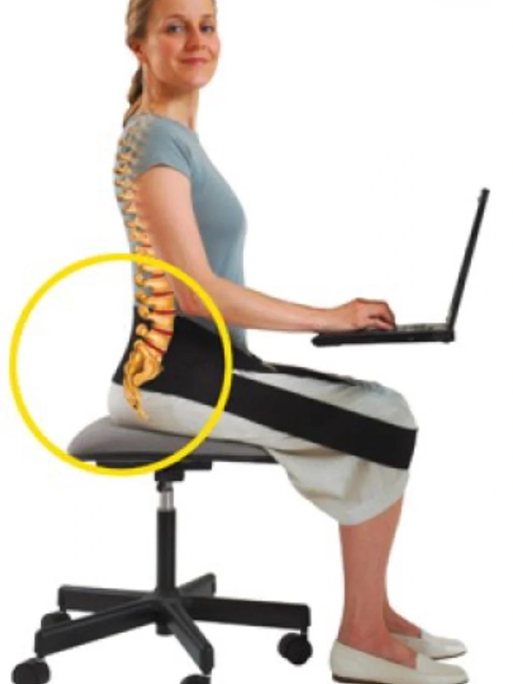 Nada-Chair ~portable wearable back support systems in a convent carrying case